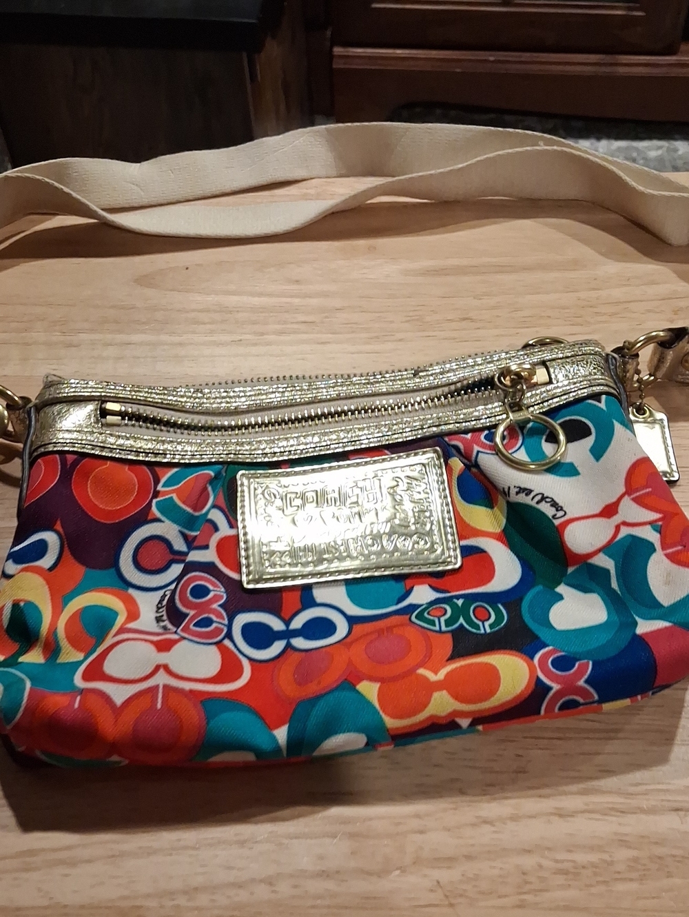 Vintage Coach Poppy Pop C Glam Graffiti Crossbody Bag - Multicolor & Gold